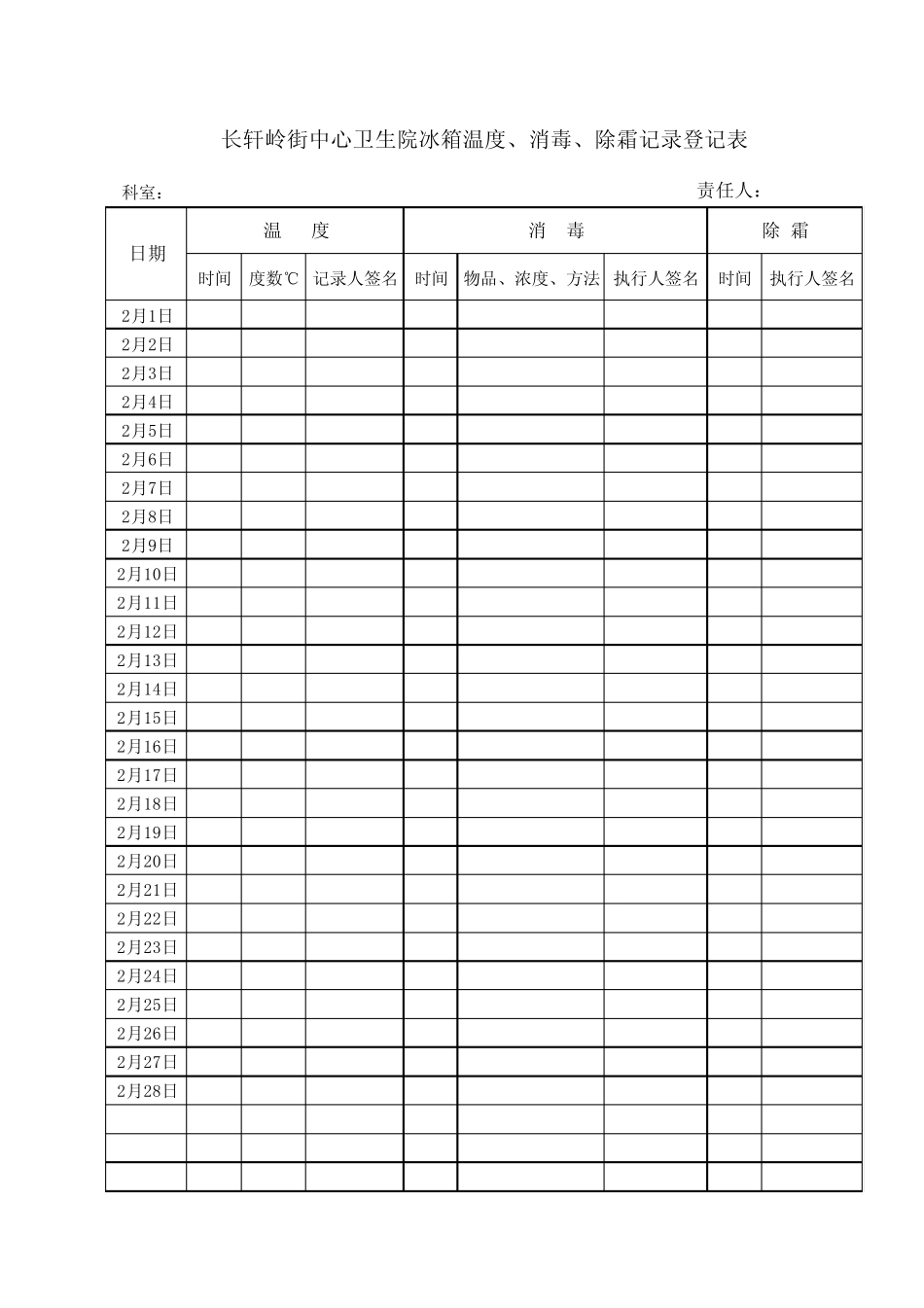 冰箱温度、消毒、除霜记录登记表_第2页
