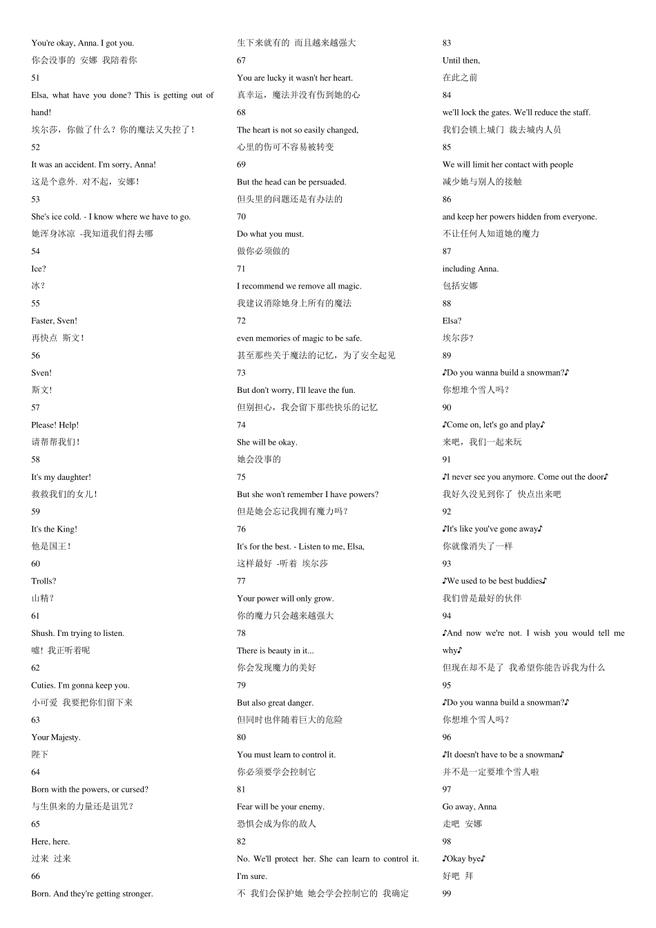 冰雪奇缘中英文剧本_第2页