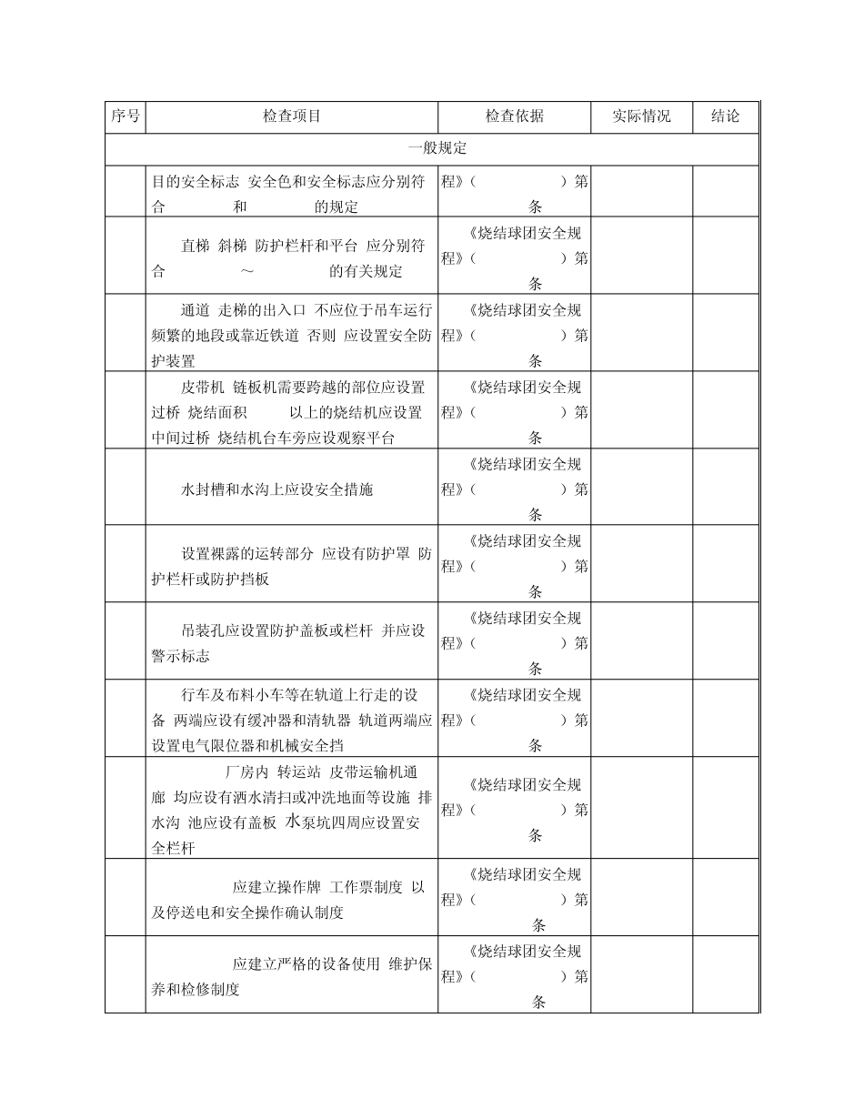 冶金企业安全生产标准化烧结标准化检查表_第2页