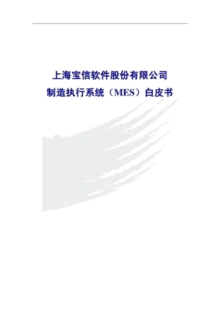 冶金工业MES技术白皮书