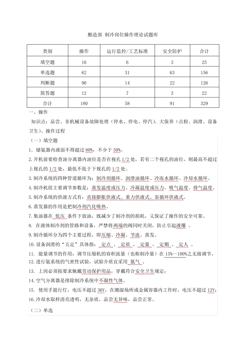 冷冻操作试题库_第1页