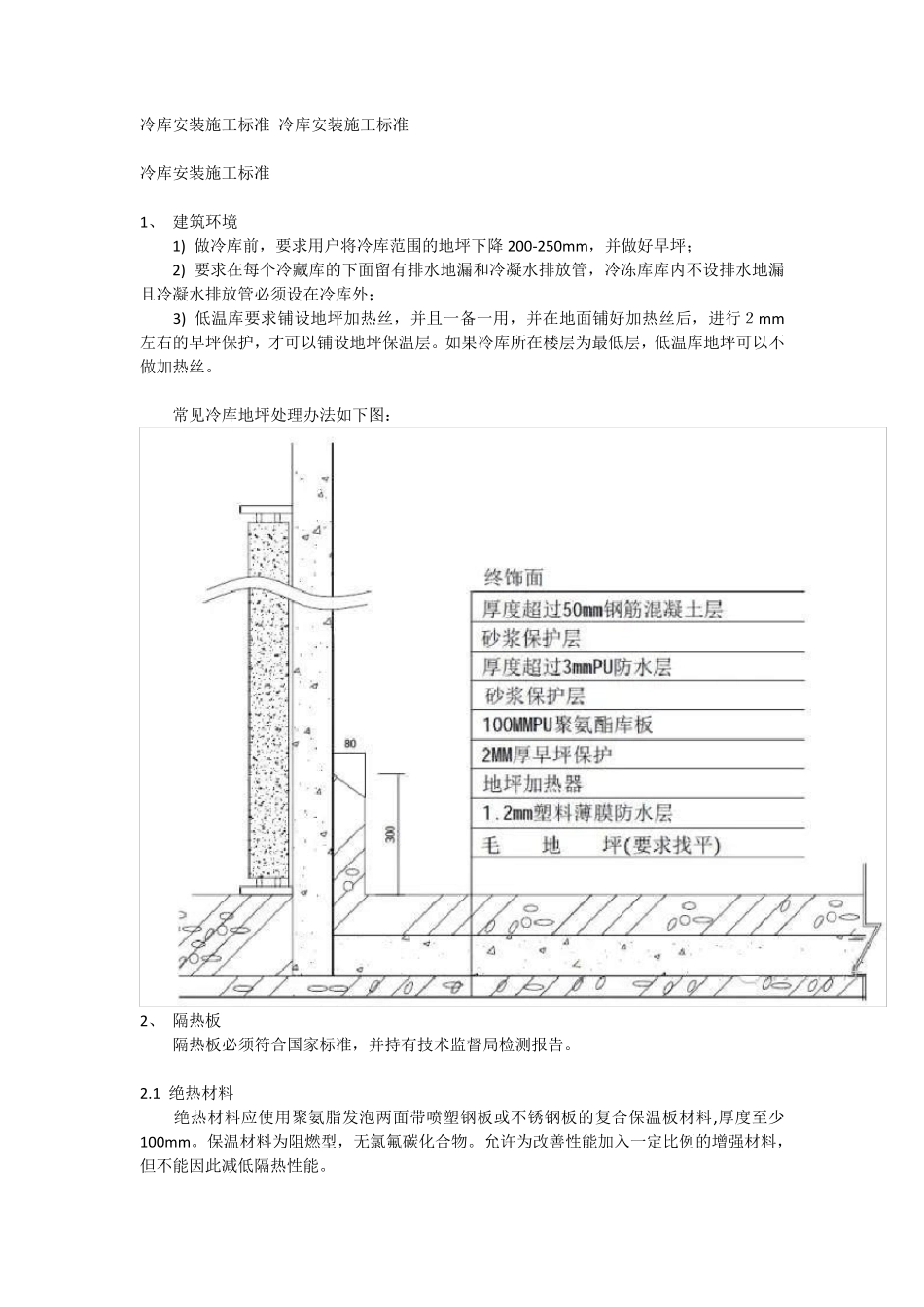 冷库安装施工标准冷库安装施工标准_第1页