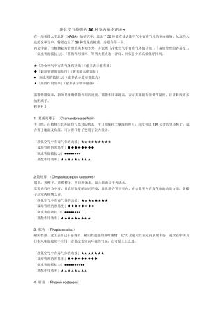 净化空气最强的36种室内植物评述