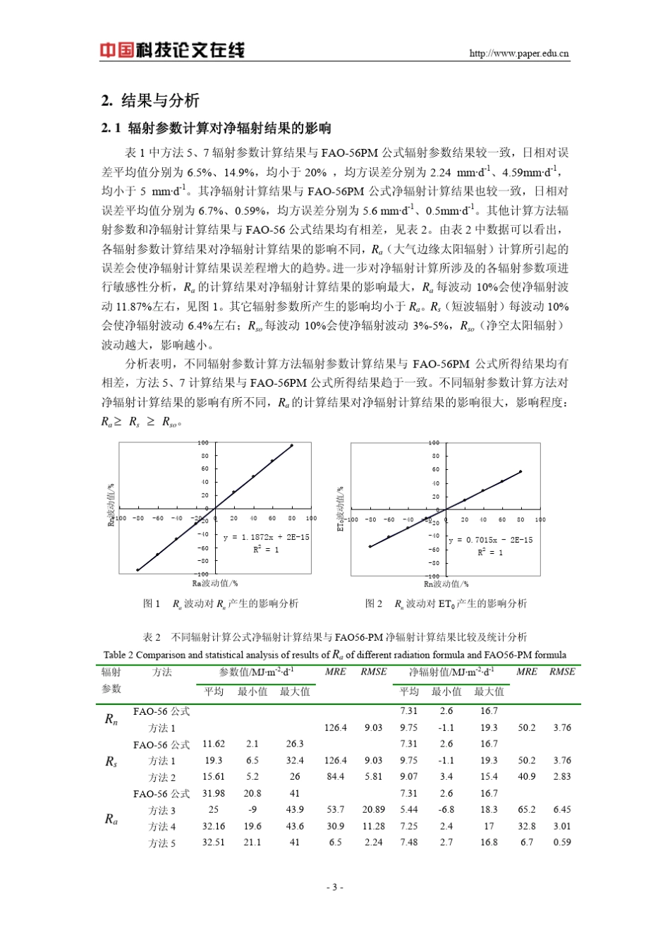 净辐射计算方法对参考作物蒸发蒸腾量计算值的影响_第3页