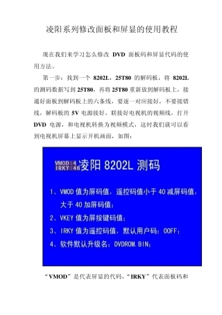 凌阳系列修改面板和屏显的使用教程
