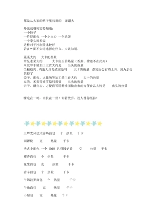 减肥要知道的食物热量