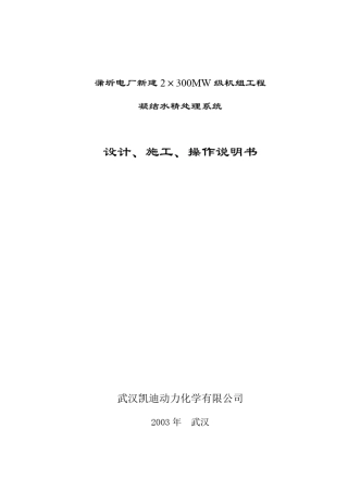 凝结水处理说明书