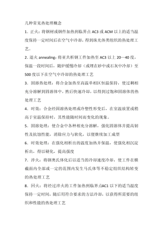 几种常见热处理概念