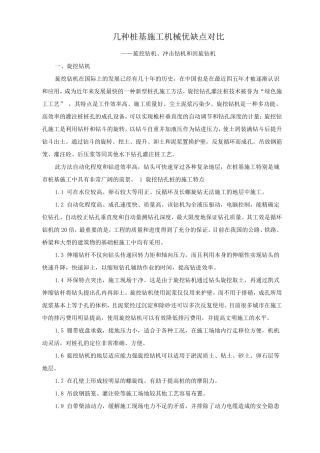 几种桩基施工机械优缺点对比