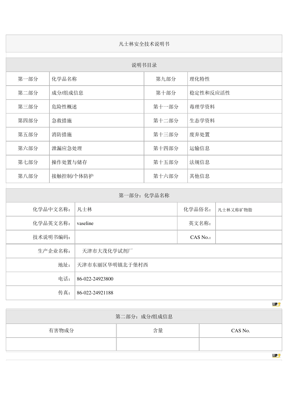 凡士林MSDS_第1页