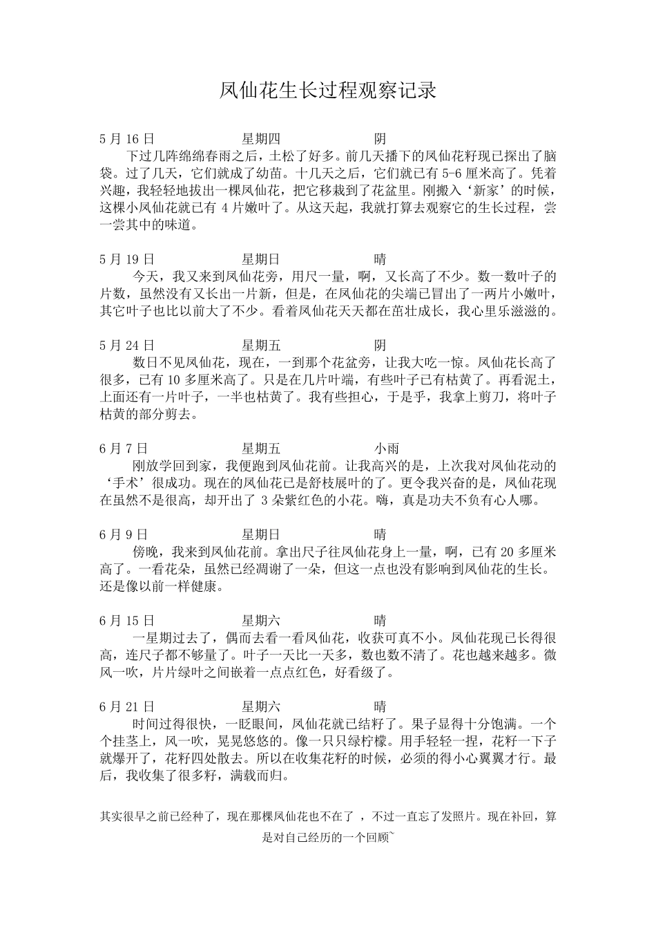 凤仙花观察日记_第1页