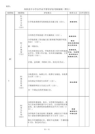凤阳县中小学办学水平督导评估考核细则(暂行)