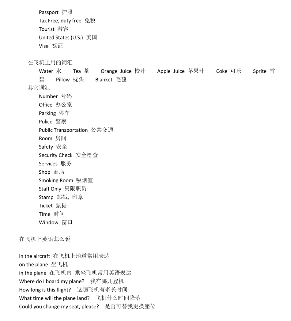 出国坐飞机常用英语_第3页