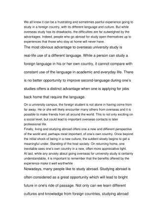 出国留学的利弊论(英语){总括}