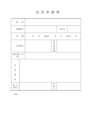出差申请单及报销单