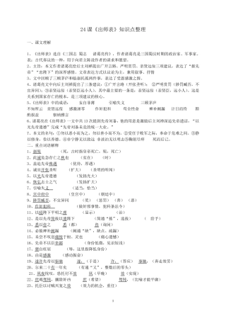 出师表知识点整理