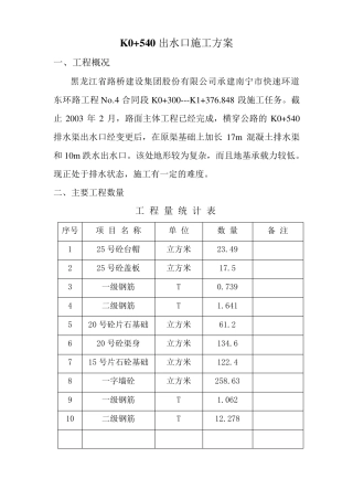 出水口施工工艺