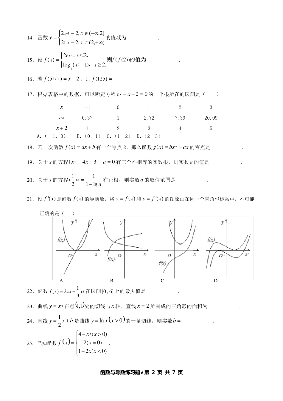 函数与导数练习题_第2页