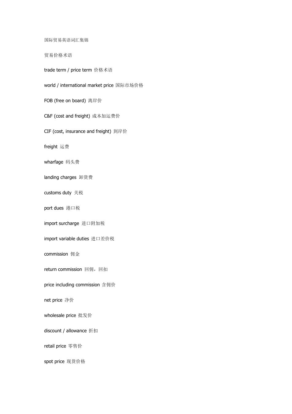 国际贸易英语词汇集锦_第1页