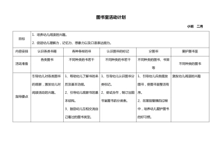 图书室活动计划下——小班