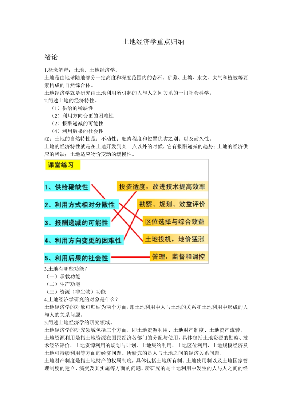 土地经济学重点归纳_第1页