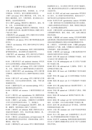 土壤学中英文对照名词