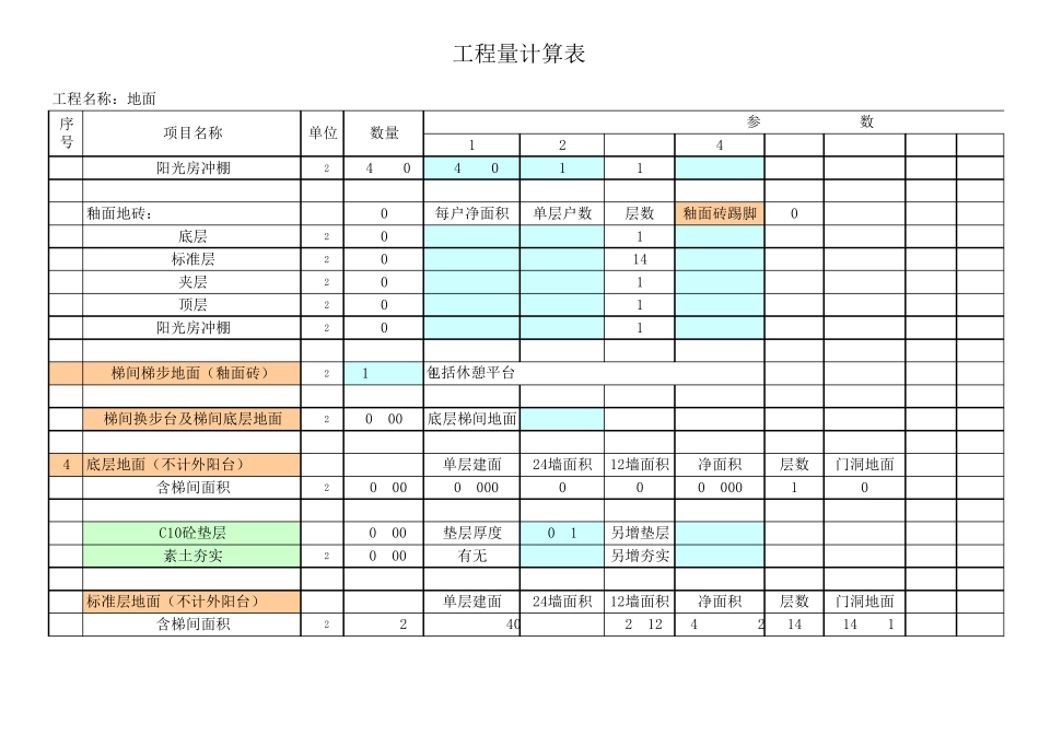 土建一套完整实用的工程量自动计算表格_第2页