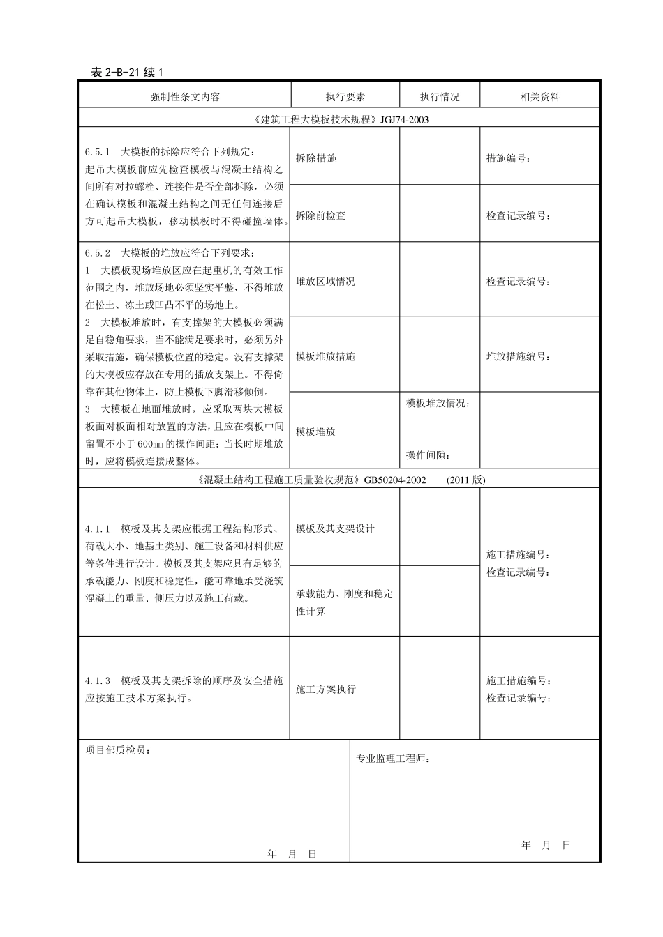 土建专业强制性条文执行记录表模板_第3页