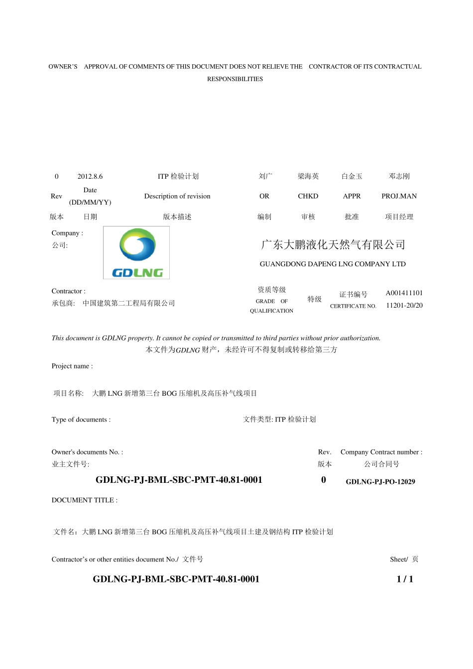 土建及钢结构工程检验试验计划ITP_第1页
