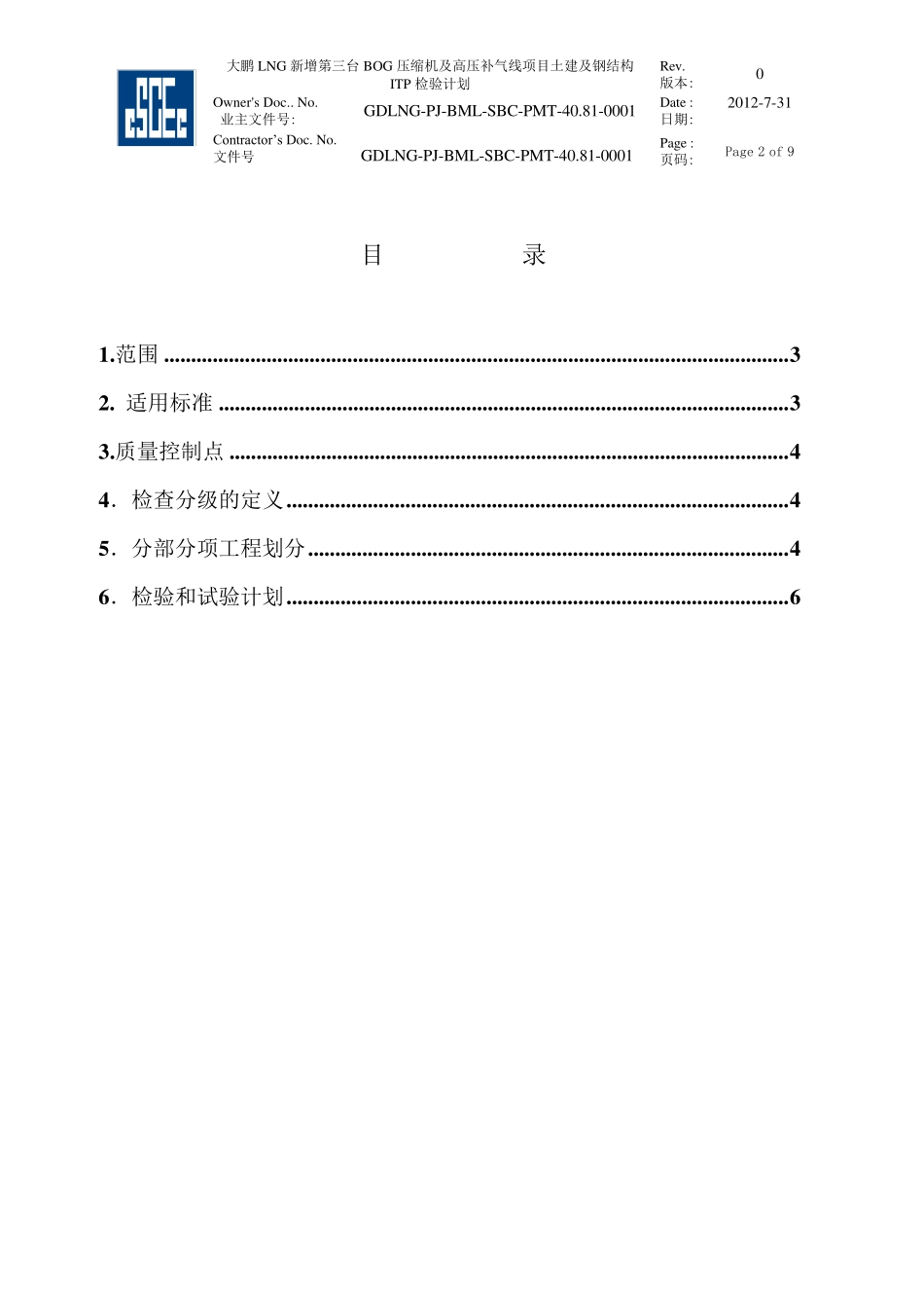 土建及钢结构工程检验试验计划ITP_第2页