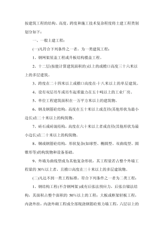 土建工程类别划分