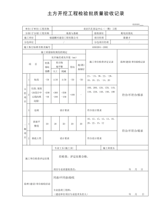土方开挖检验批验收记录