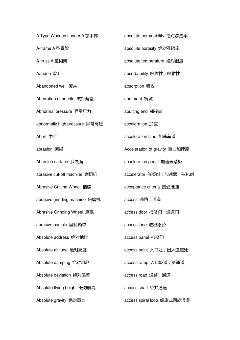 土木工程专业英语词典_第1页