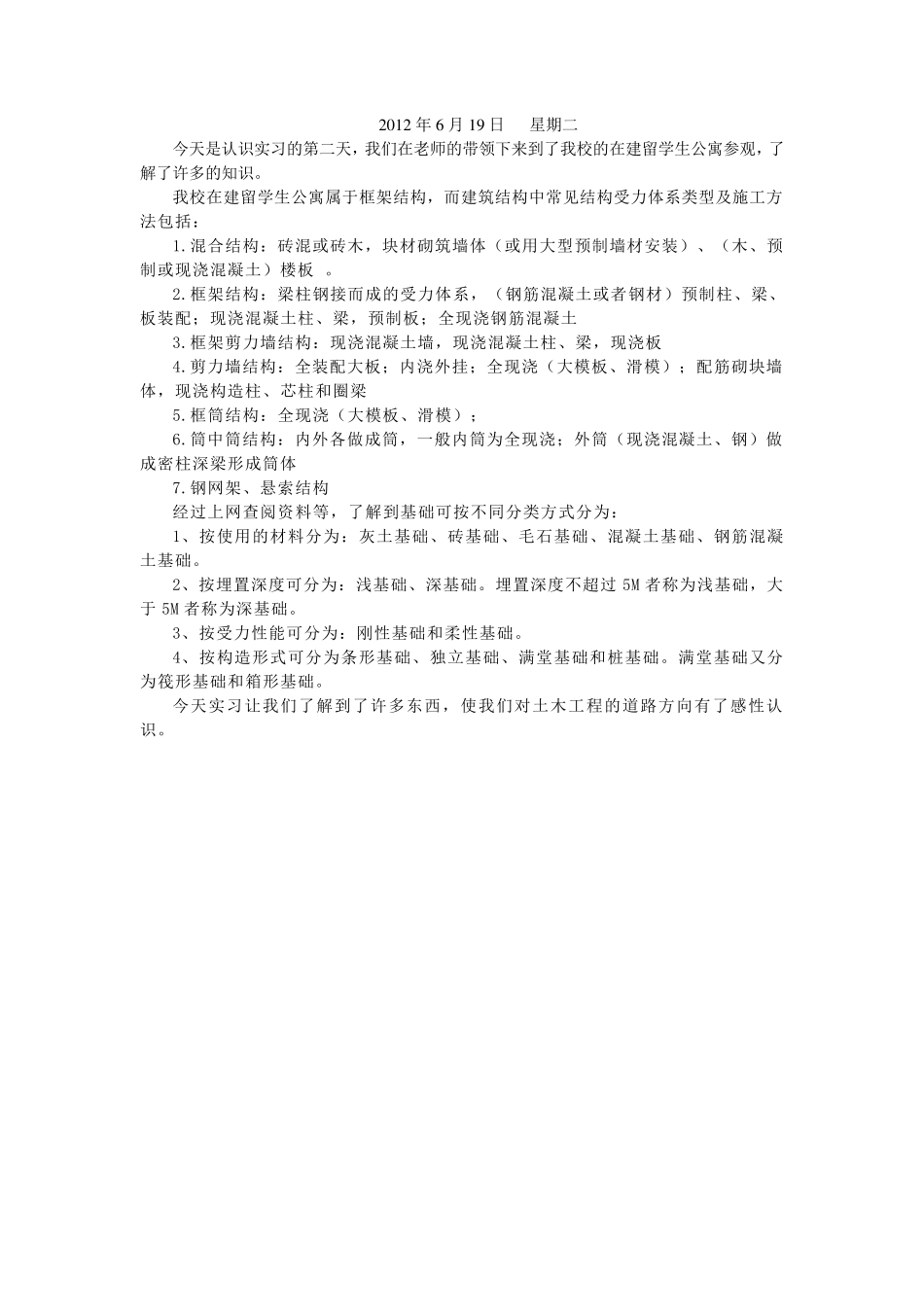 土木工程认识实习(5篇日记+报告)_第2页
