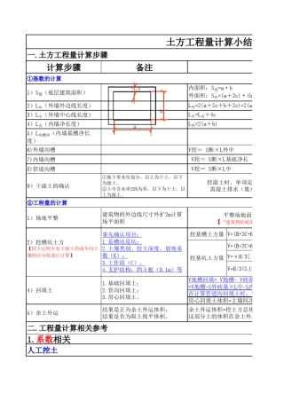 土石方工程量计算小结