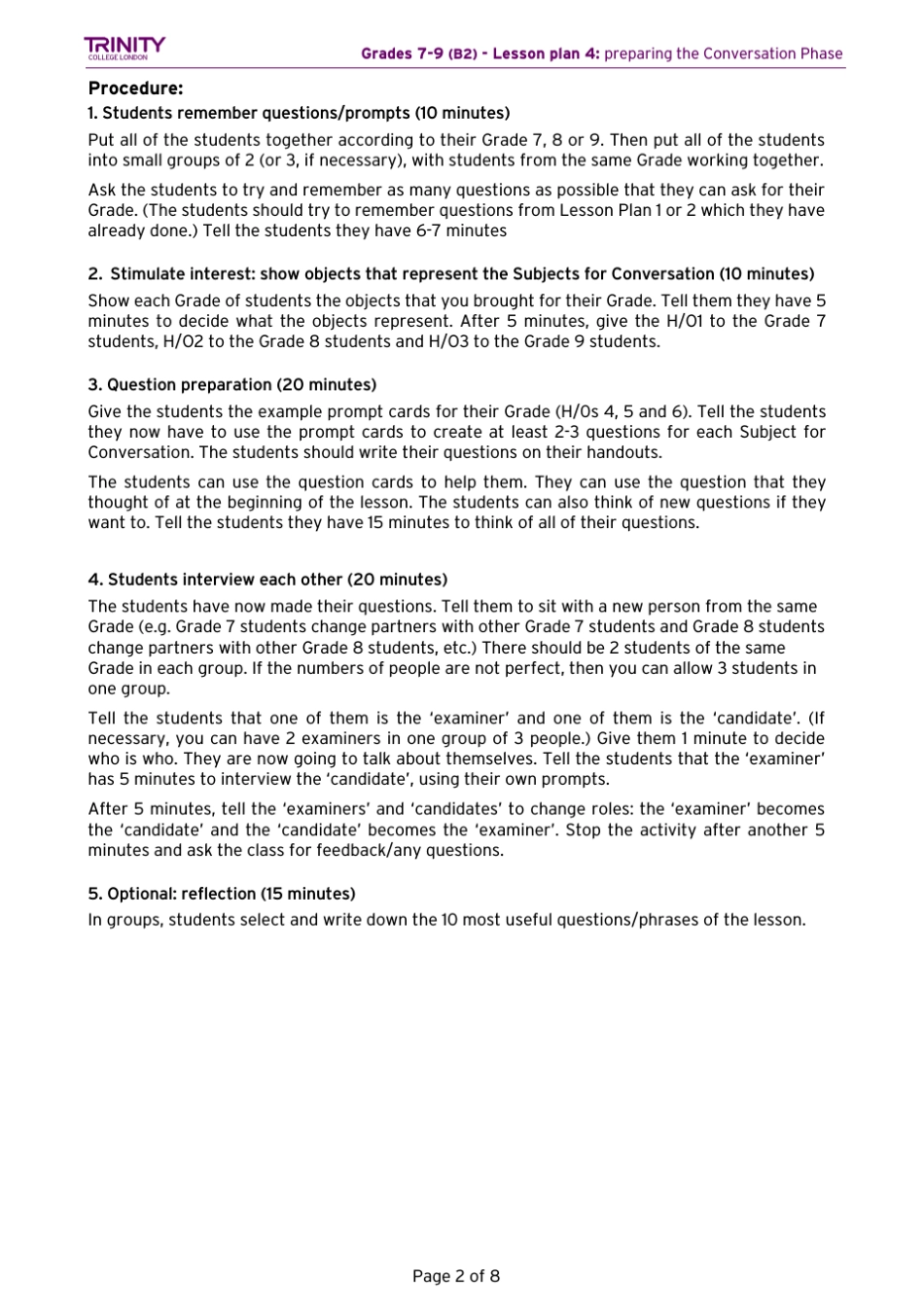 圣三一口语考试79级官方辅导材料GESEGrades79LessonPlan4PreparingtheConversation(Final)_第2页