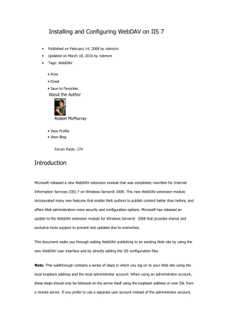 在IIS7中安装和配置WebDAV