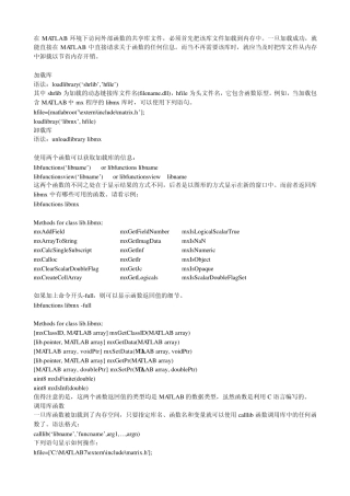 在MATLAB环境下访问外部函数的共享库文件