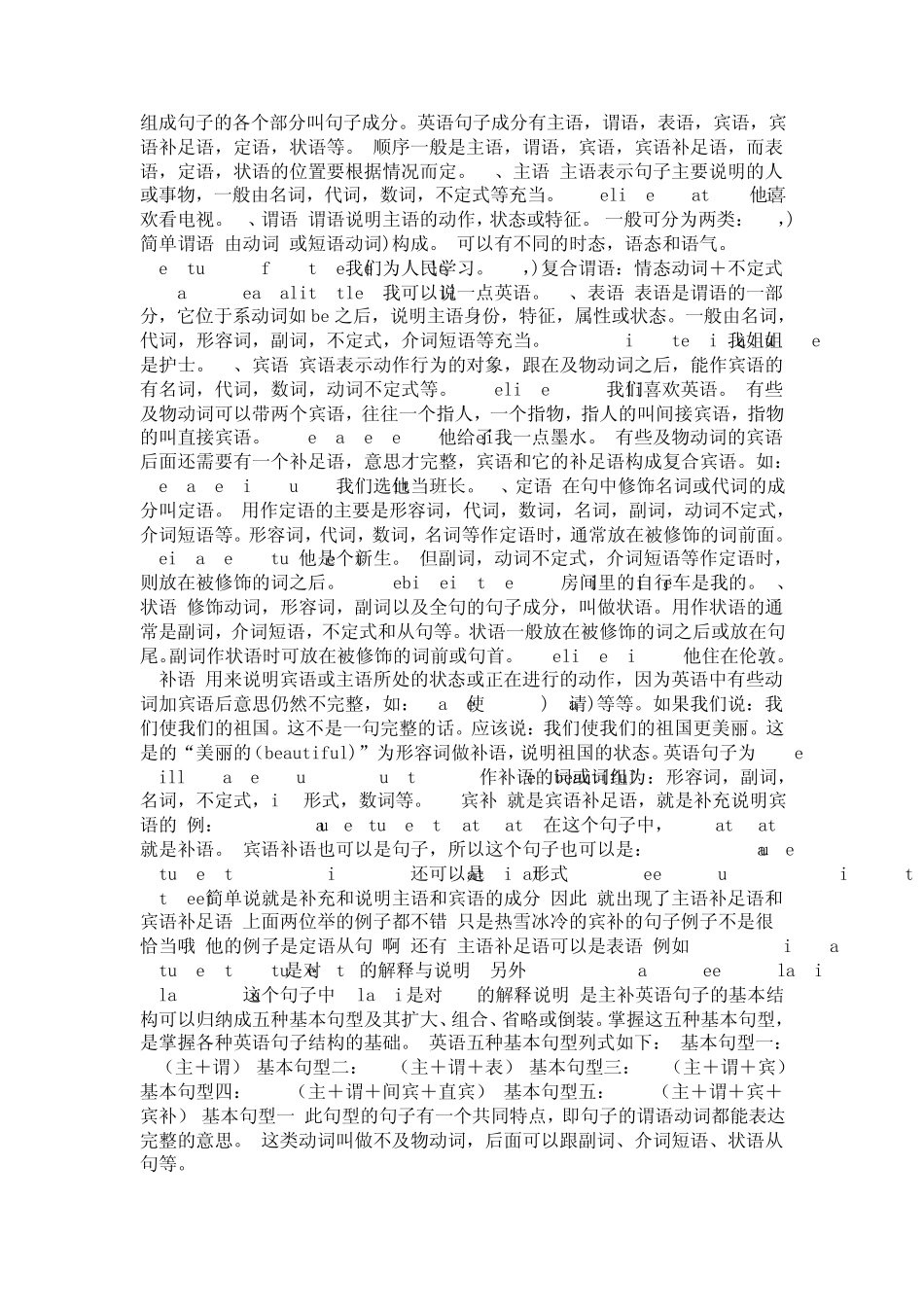 在英语中什么是主语、谓语、宾语、状语、表语、定语、补语、宾补的位_第1页