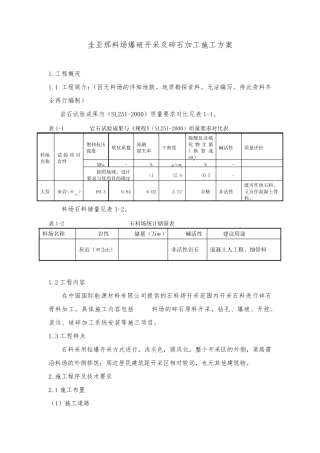 圭亚那料场爆破开采及碎石加工施工方案