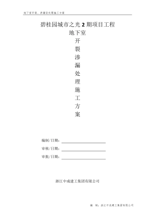 地下室开裂、渗漏处理专项施工方案