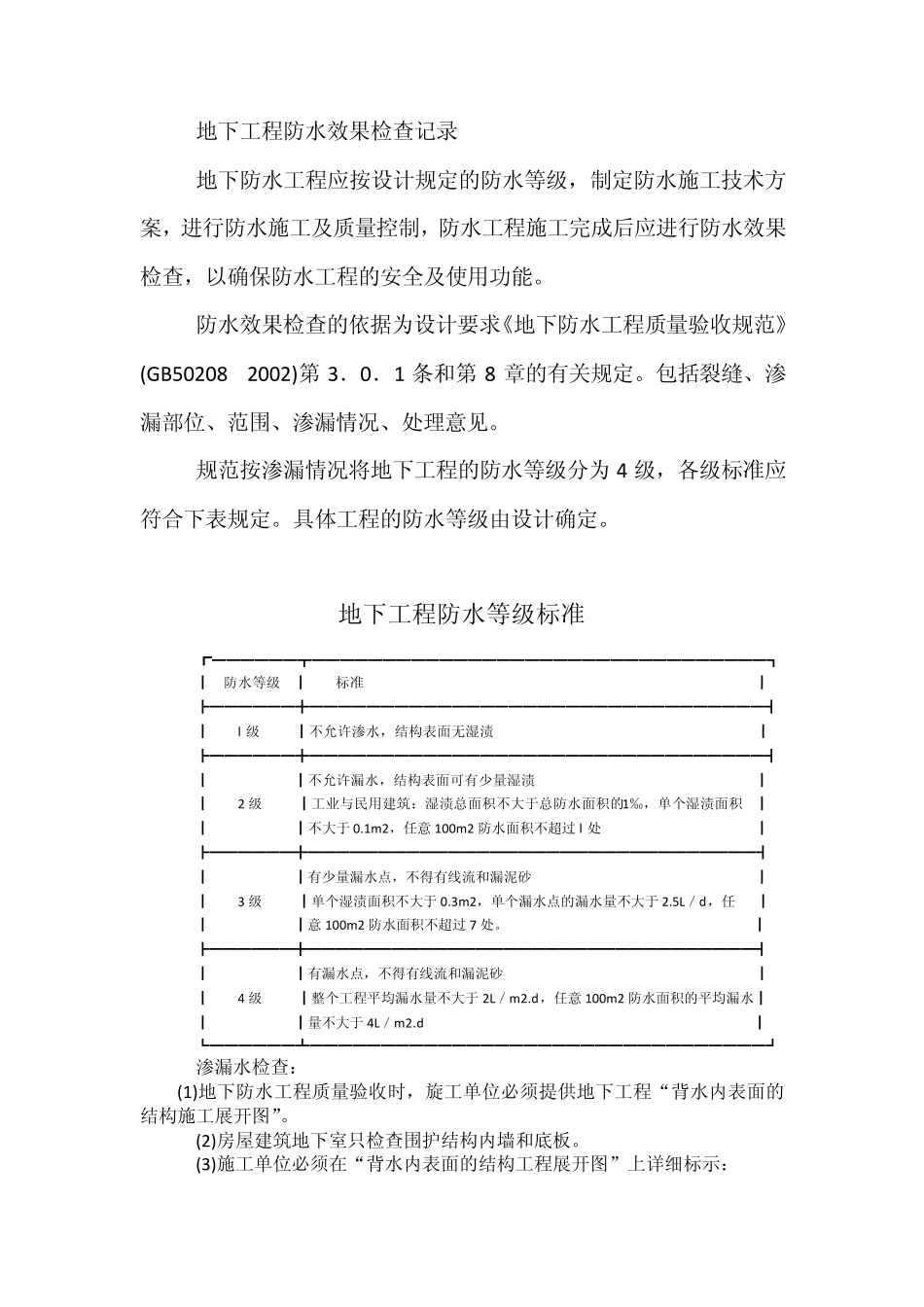 地下工程防水效果检查记录_第1页