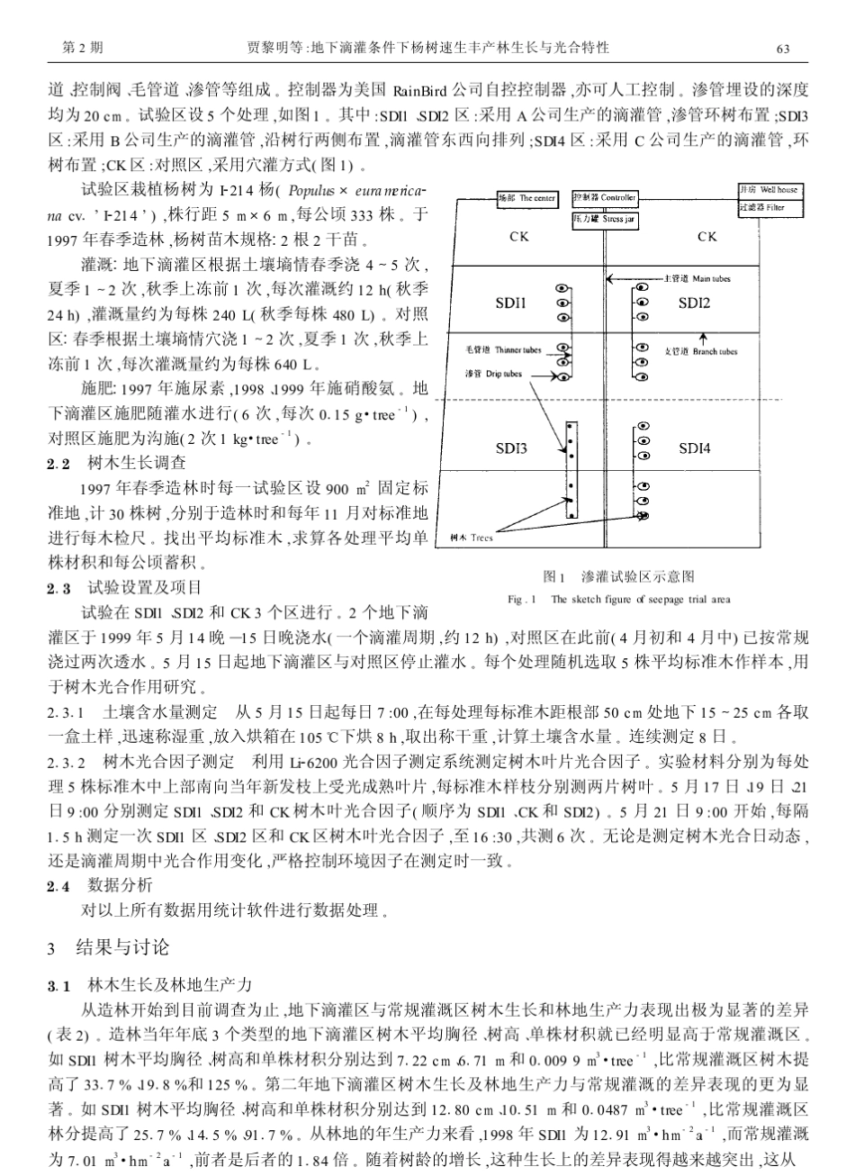 地下滴灌条件下杨树速生丰产林生长与光合特性_第3页