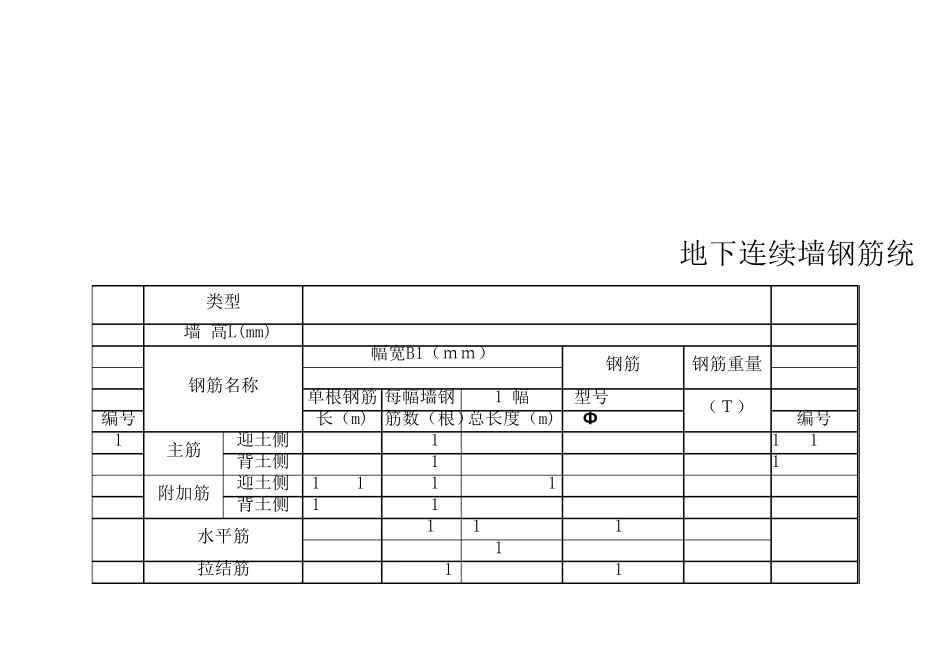 地下连续墙钢筋计算表_第1页