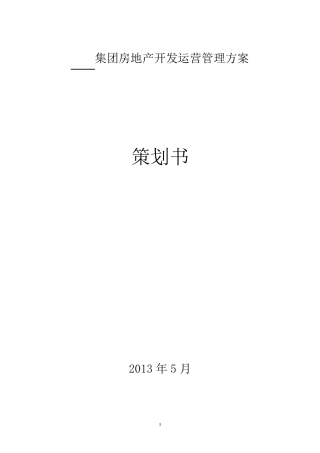 地产项目运营管理策划书