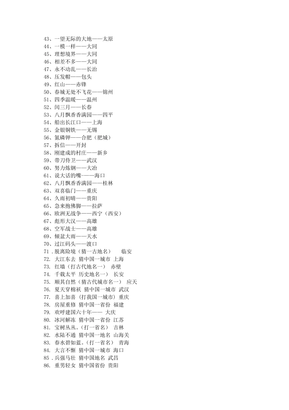 地名谜语及谜底_第2页