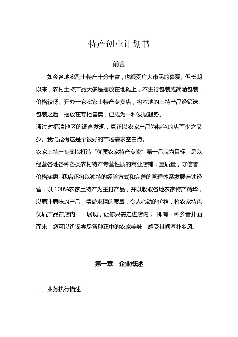 地方特产创业计划书_第1页
