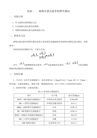 地物光谱反射率的野外测定