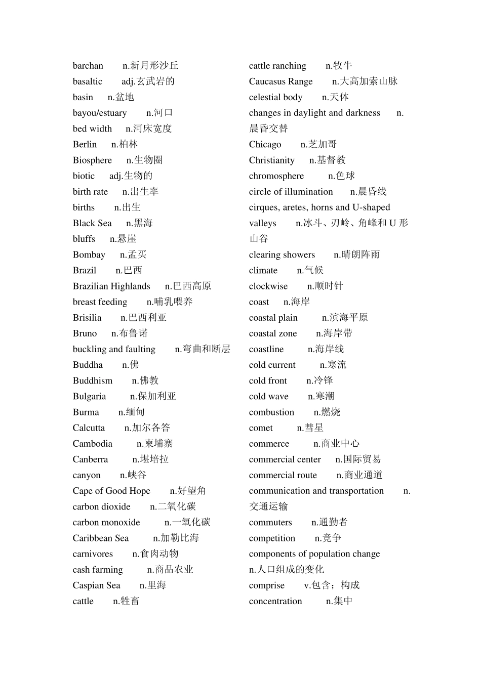 地理专业英语词汇教育版_第2页