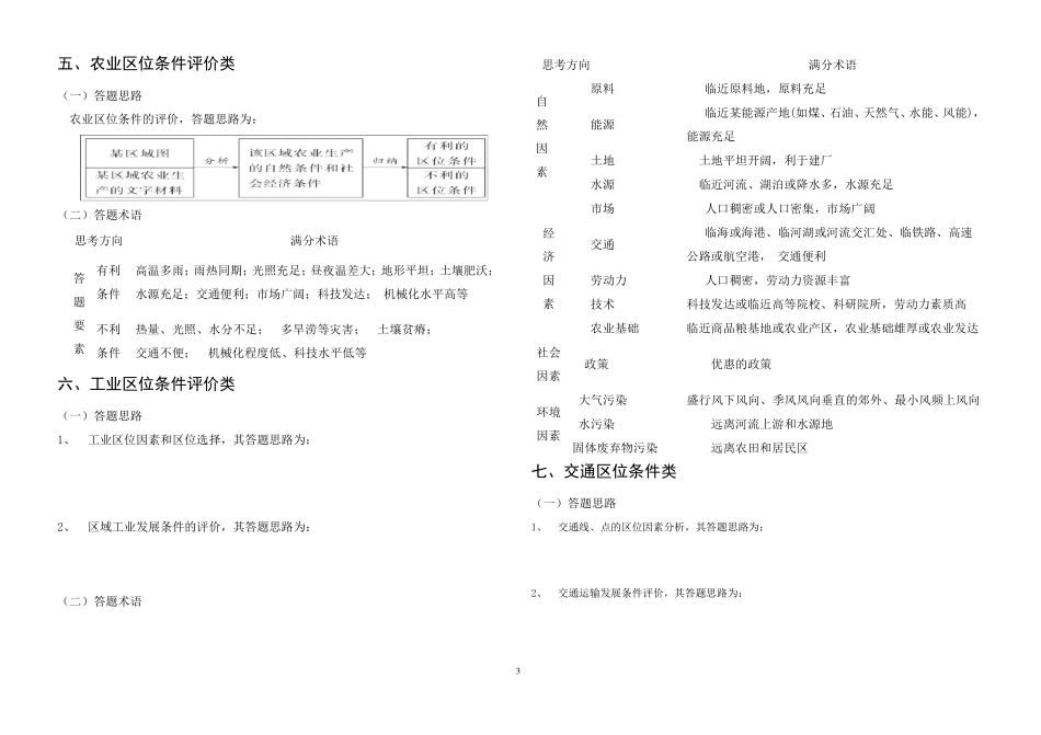 地理综合题答题思路及答题术语_第3页